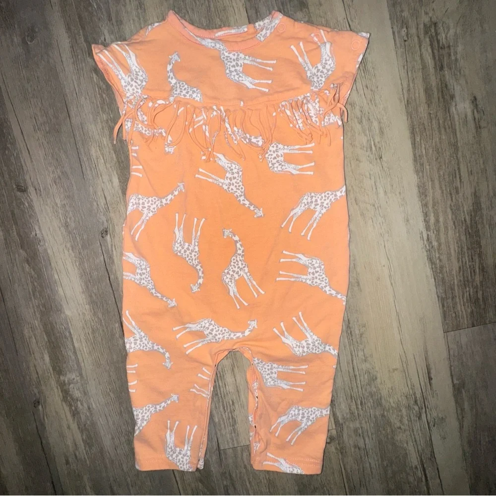 Jessica Simpson Orange Giraffe Print Romper